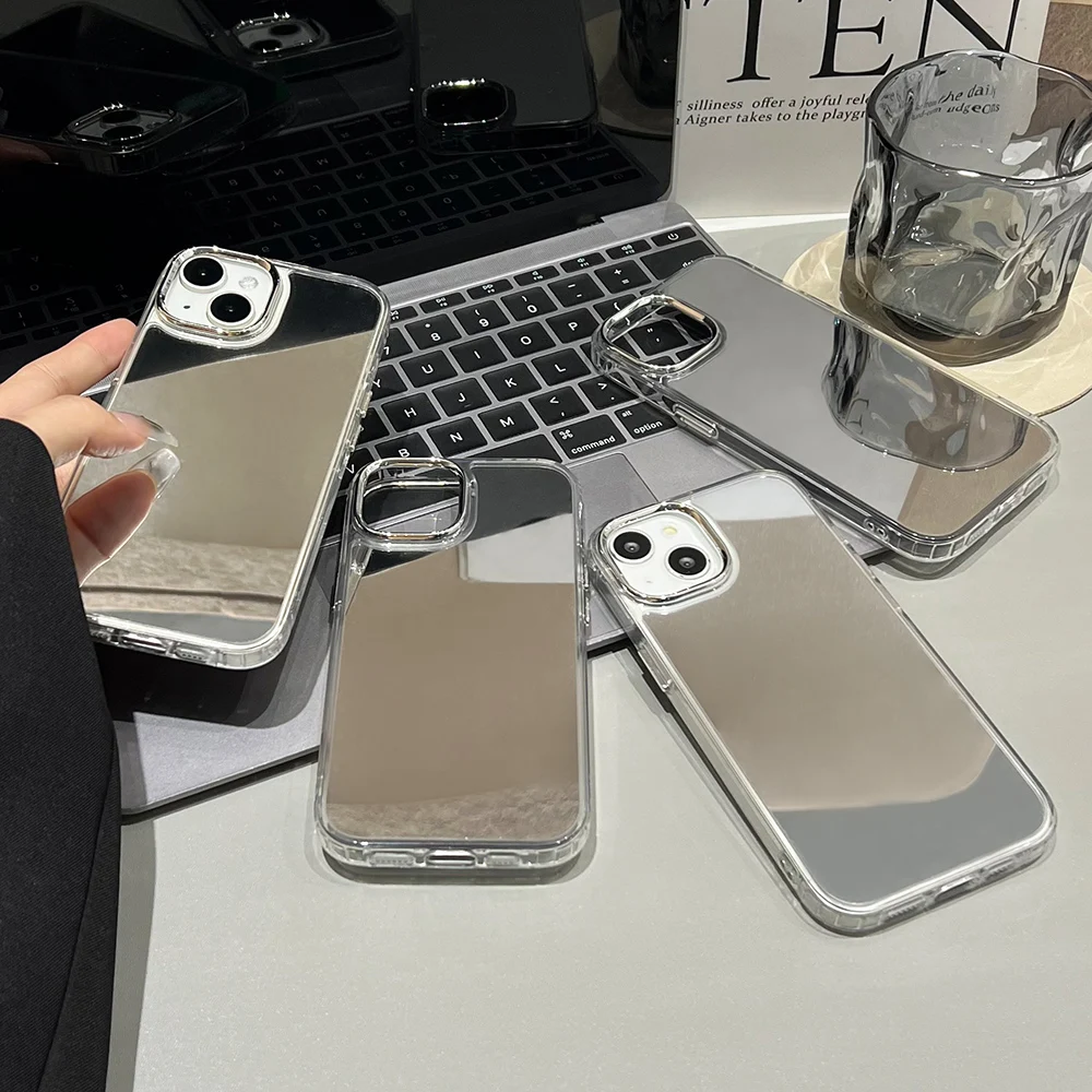 Luxury Acrylic Makeup Mirror Phone Case with Plating Shockproof Cover
