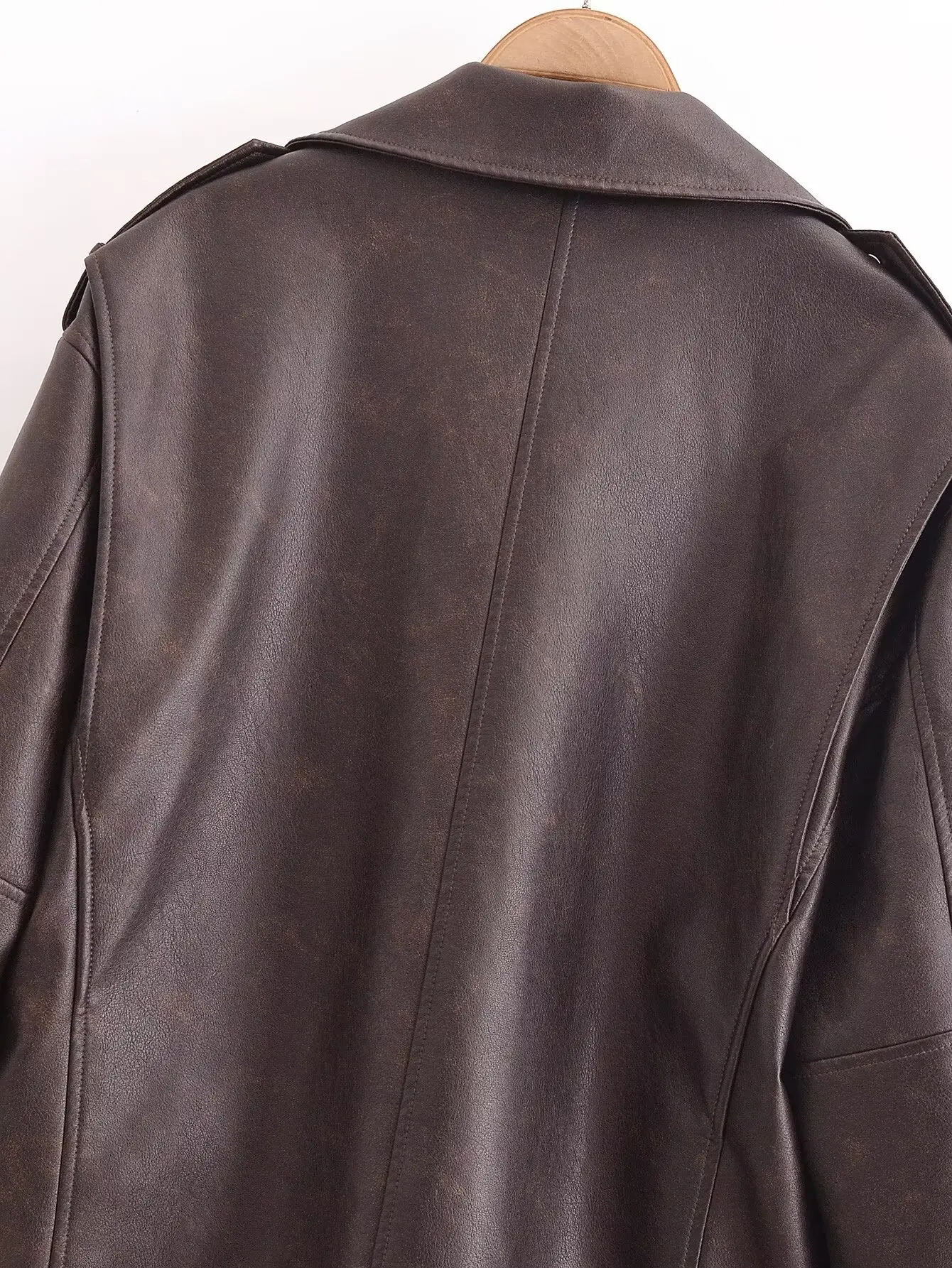 Leather Jackets Faux Coat Women's Outwear Solid Long Sleeve Tops Streetwear Fashion inszart Casual Loose Coat 2024 Woman Jacket