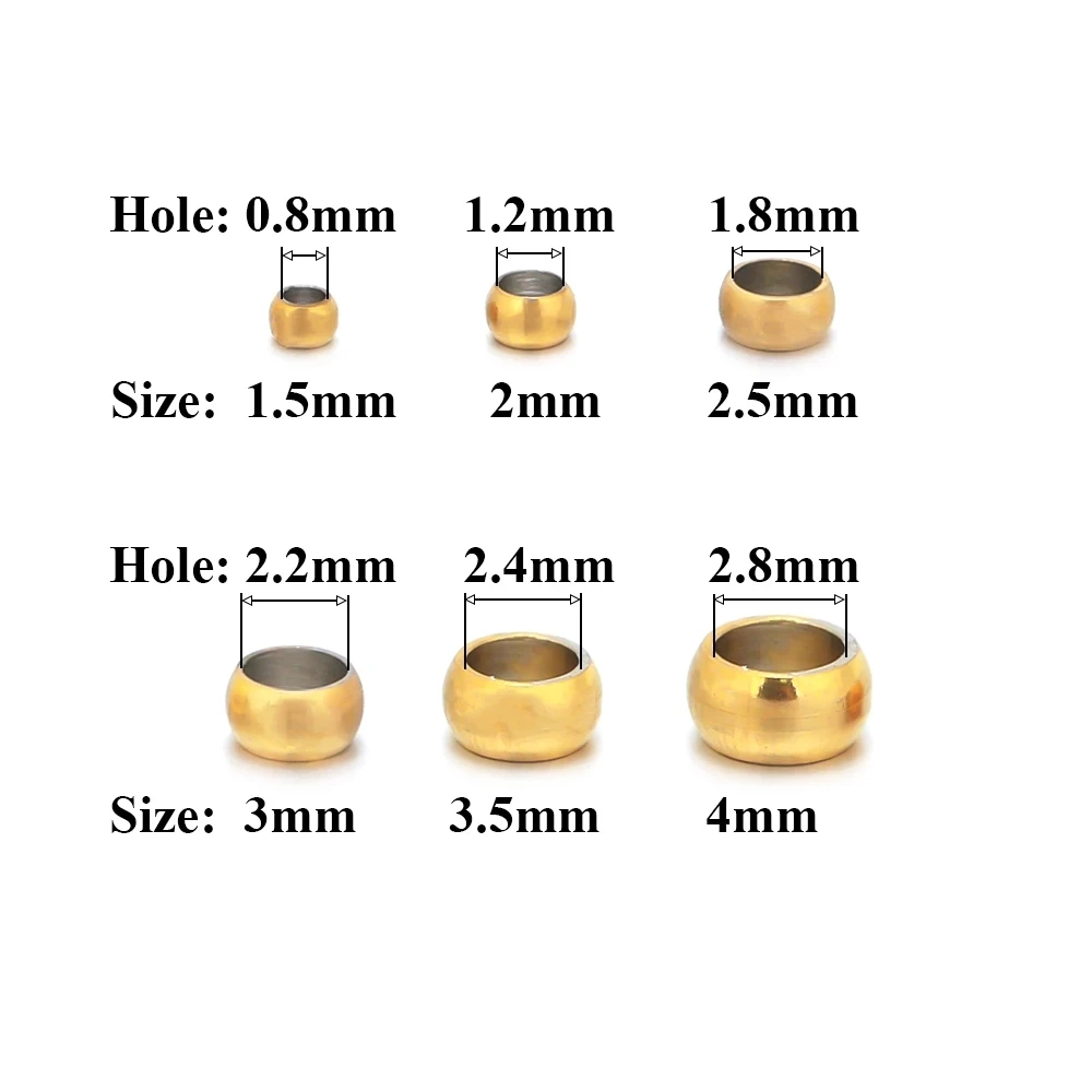 thumbnail image 1 of 100 cuentas de acero inoxidable con extremos engarzados en forma de bola, diámetro 1,5/2/2,5/3/3,5/4 mm, espaciadores de tope para hacer joyas, suministros, 1 of 4