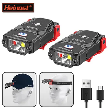 LED 센서 헤드램프 모자 클립 캡 조명, 낚시 헤드 라이트, USB 충전식 조명, 각도 조절 가능, 캠핑 헤드 램프, 1 2 3 개