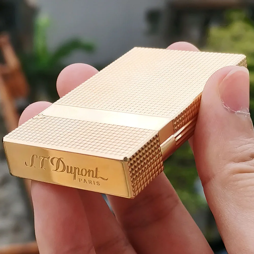 Luxury Brand Metal Lighters PING Sound Engraved Lattice Gas Cigarrette Tools For Smoking Men Unique Gifts 6