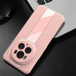 Luxury Lichi Leather Ultra-Thin Matte Case with Lens Protection for Honor Magic6 Pro (Pink)