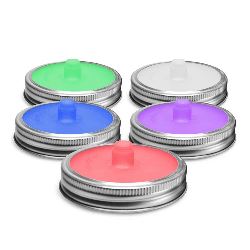 2PCS Silicone Waterless Fermenting Airlock Lids Covers Stainless Steel Band for Wide Mouth Mason Jar Sealed Lid Kitchen Supplies kitchen utensils kitchen supplies