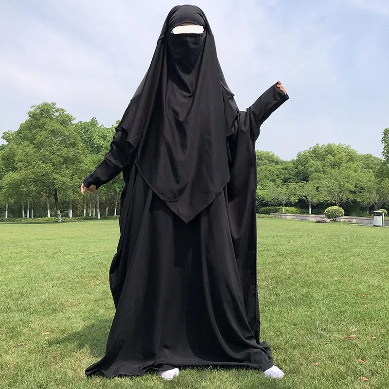 Butterfly Nida Abaya Set 2 Layers Khimar EID Islamic Clothing Jilbab Hijab Prayer Robe Two Pieces Abaya Set Women Ramadan Prayer