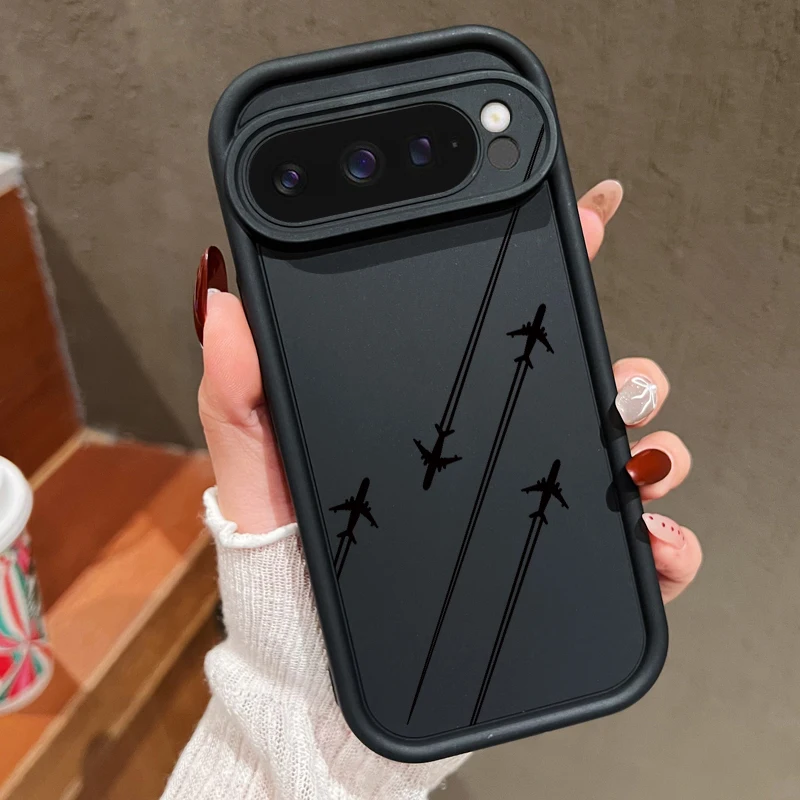 Airplane Route Pattern Soft TPU Silicone Phone Case - Solid Color Back Cover