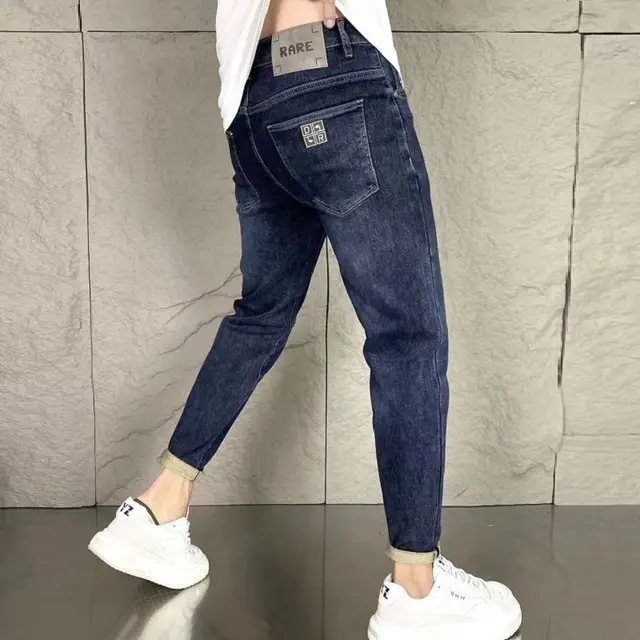 New Harajuku Fashion Trendy Spring Autumn Slim Fit Casual Jeans for Men Vintage Tapered Pencil Pants Stretch Boyfriend Jeans 1