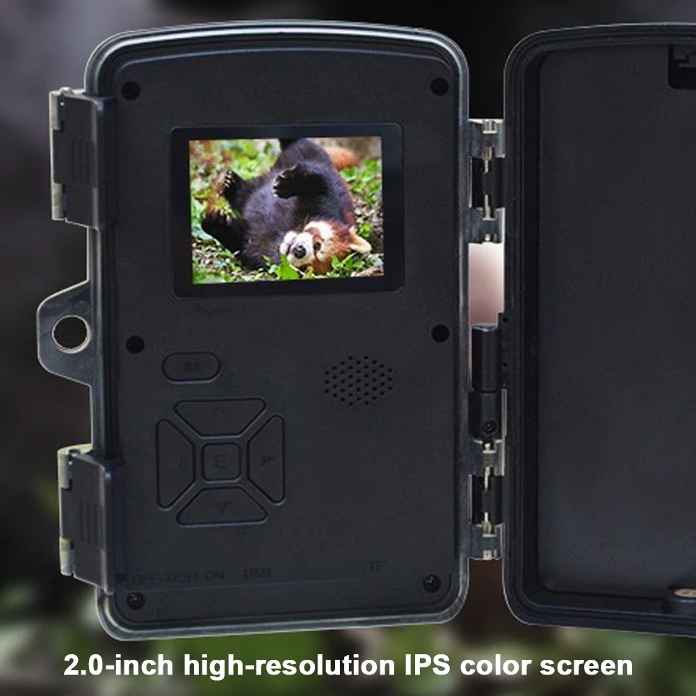 120&deg; Wide Angle Lens Trail Camera IPS Display Wildlife Camera Infrared Tracking Sensor Night Vision Waterproof 3 PIR Lens