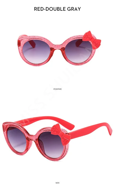 Óculos de sol infantil gatinho com laço para meninas e meninos_voghion.com