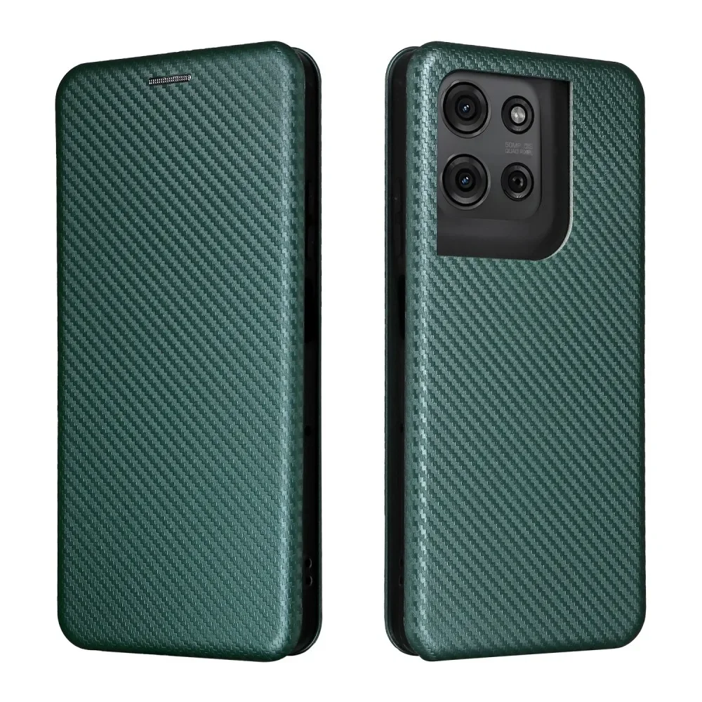 Sleek Magnetic Closure Carbon Fiber Leather Wallet Case