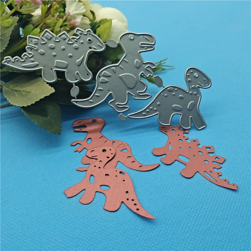 

Three Dinosaurs Metal Cut Dies Stencils for Scrapbooking Stamp/Photo Album Decorative Embossing DIY Paper Cards