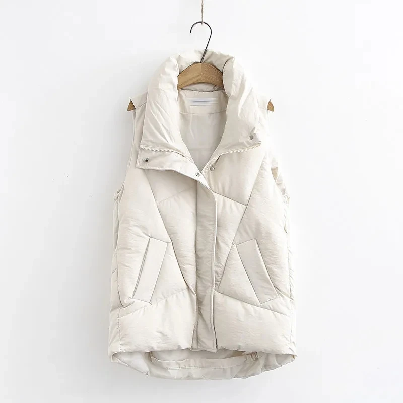 

2024 Winter Down Vest Jacket Women Casual Cotton Padded Outerwear Warm Sleeveless Puffer Coat Autumn Loose Waistcoat