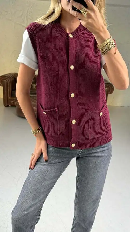 Casual Loose Sweater Cardigan Vestidos For Women Sleeveless Ribbed Cropped Pocket Commute Top Female Solid Cardigan Top