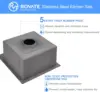 ROVATE 18x18 inch Drop in Kitchen Sink Black Nano Kitchen Bar Sink Top-mount Small Overmount Handmade 304 Stainless Steel Bar 3