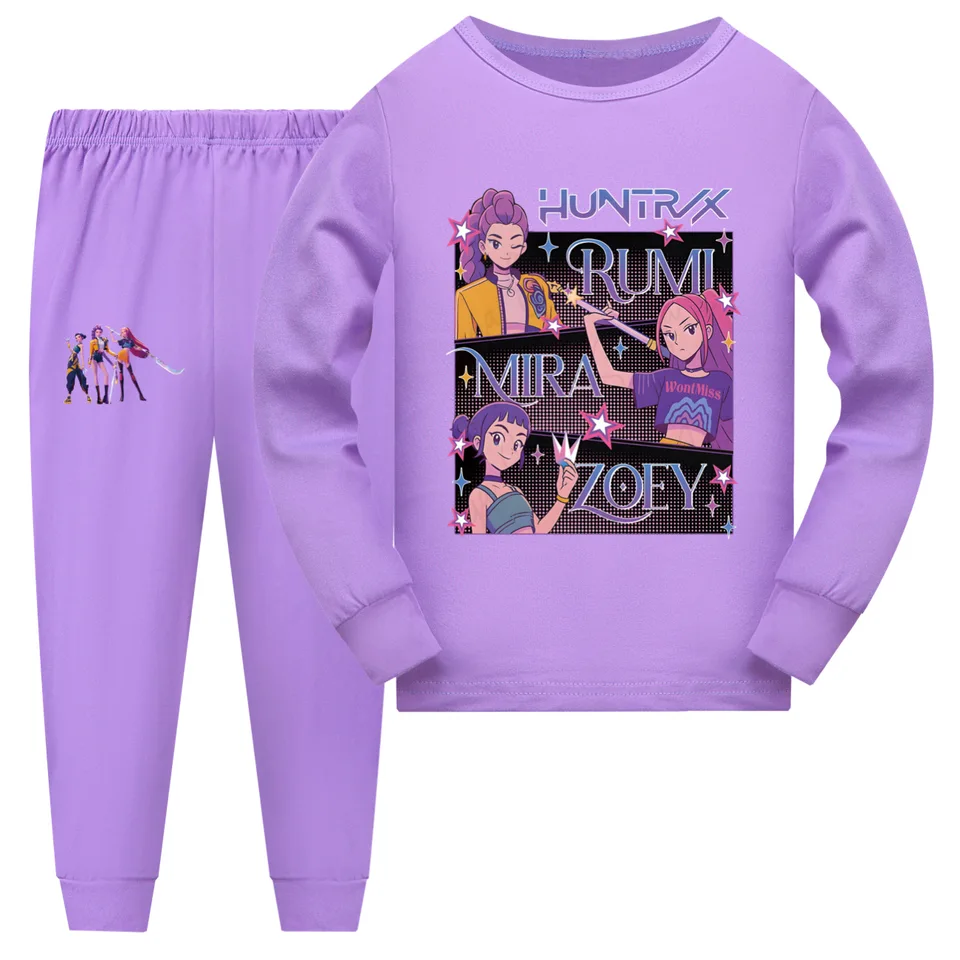 Survêtement 2 Pièces Fille Style K-pop - T-shirt Et Pantalon Décontracté, Imprimé Tendance - Tenue D'été, Pyjama Confortable
