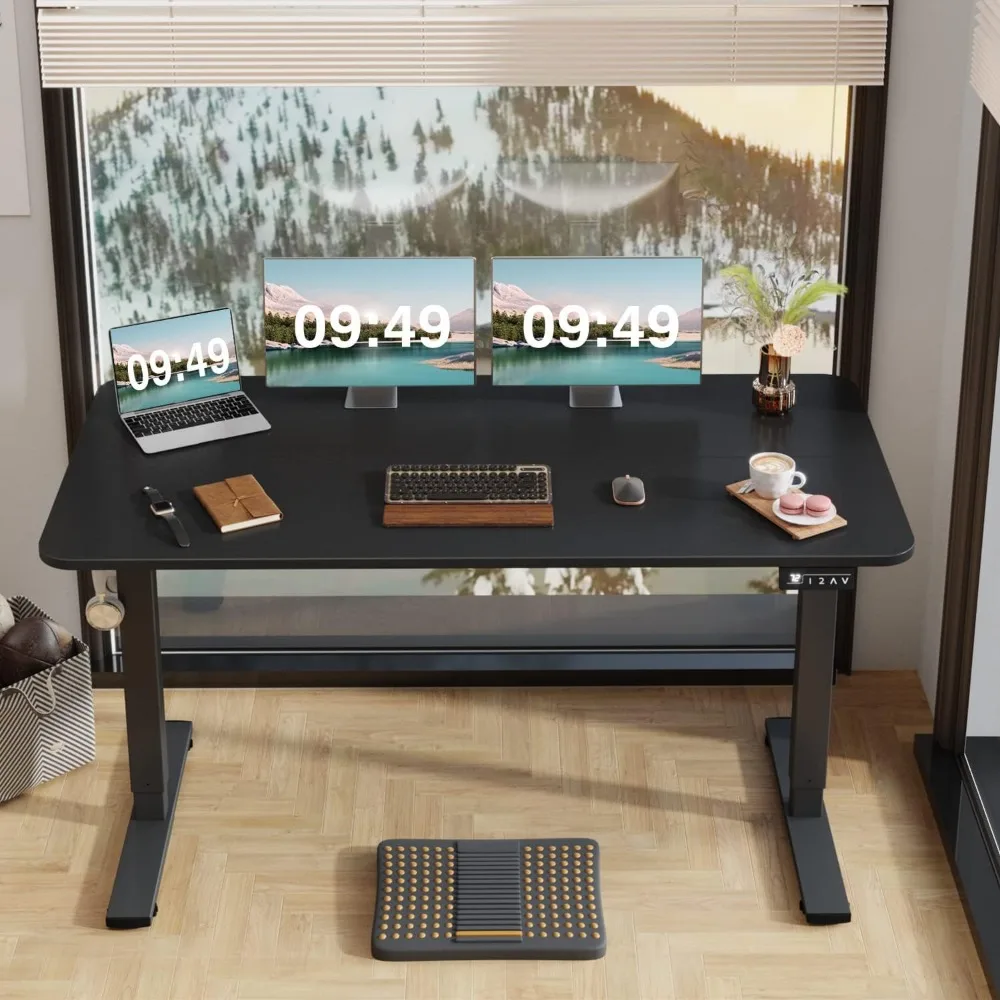 Electric Height Adjustable Standing Desk Large 55 x 24 Inches Sit Stand Up Desk Home Office Computer Desk Memory Preset 4