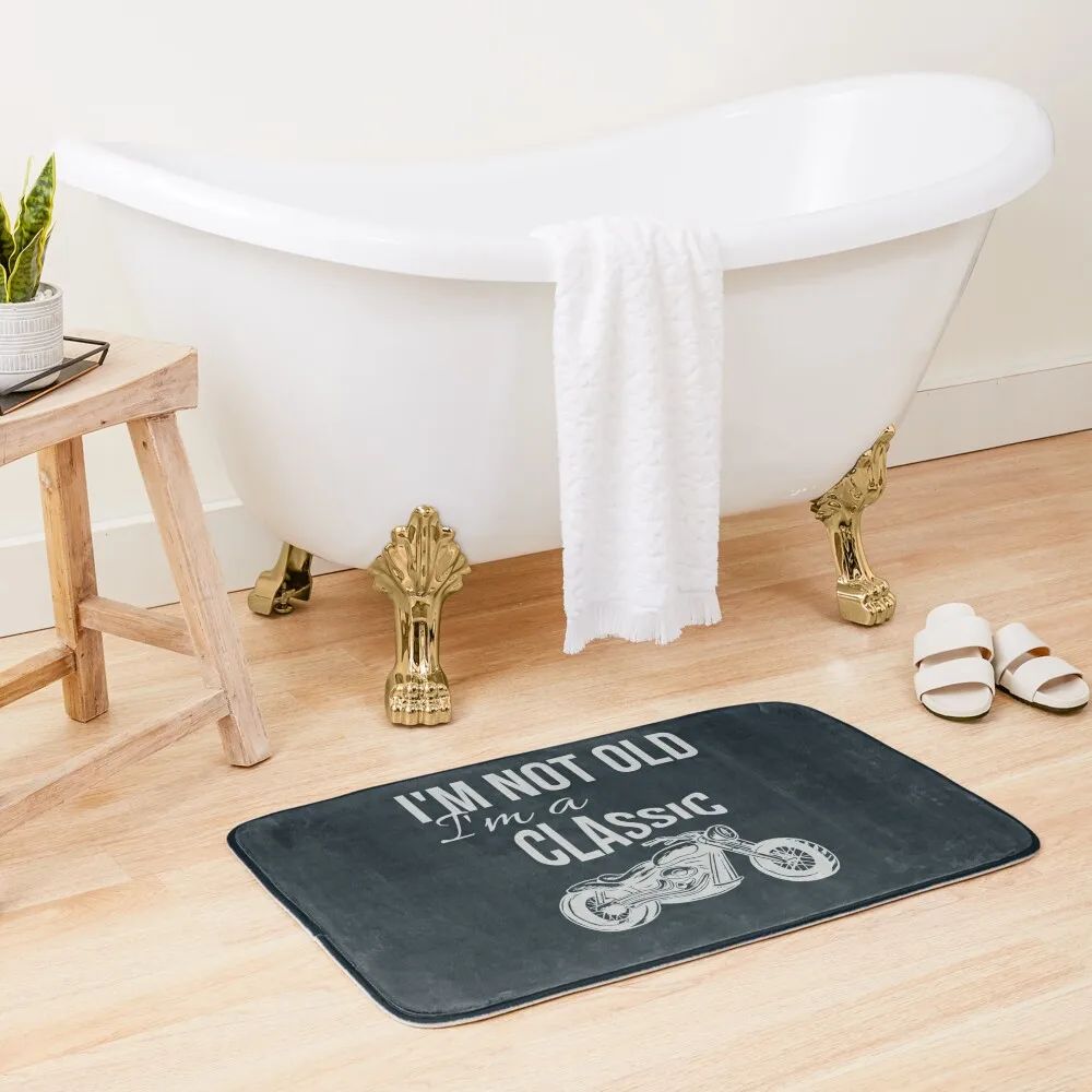 

Birthday Gift Ideas for Men,Funny Father's Day Gift , Old Biker T Shirt,Present Gift Idea Motorcycle T-shirt, Grandfath Bath Mat