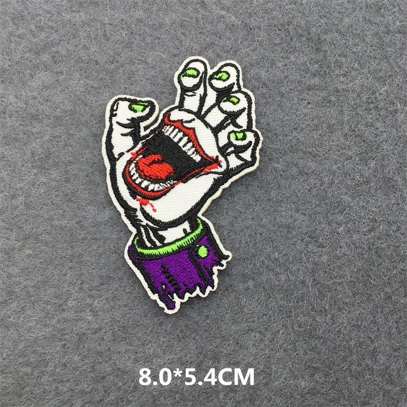 Flame Skull Embroidered Punk Patch