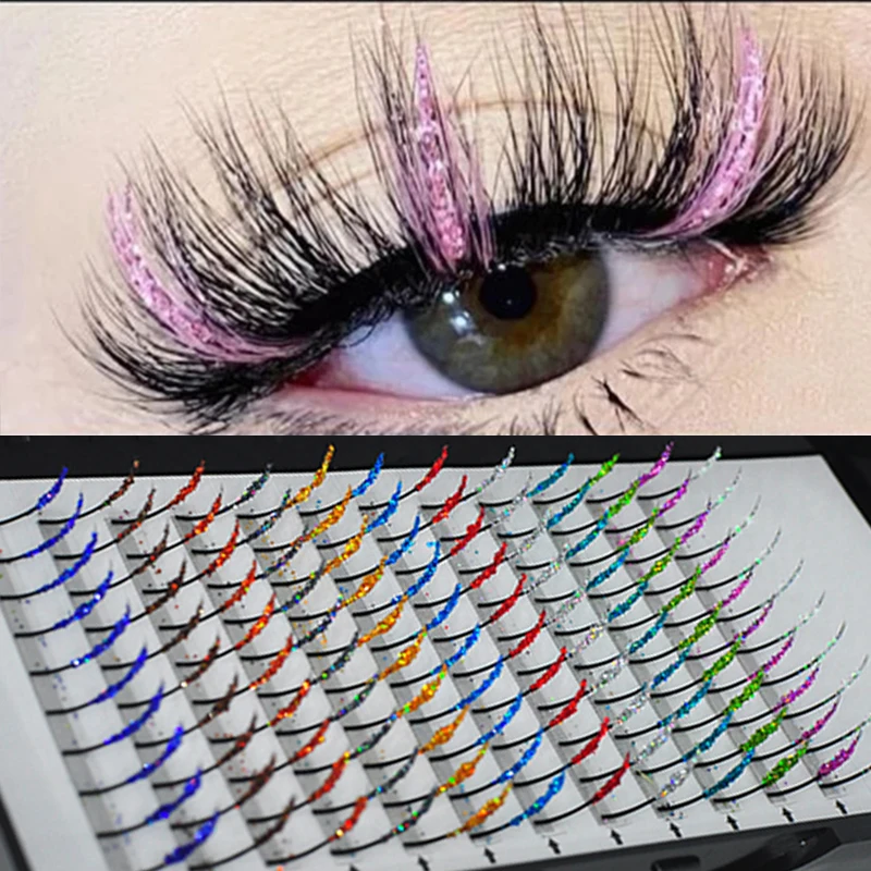 Glitter Mix Color Fairy False Eyelash Extensions Shiny Classic Party