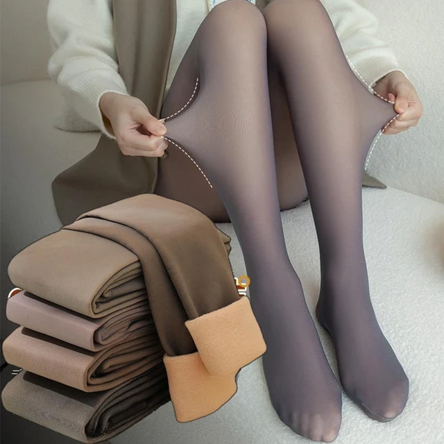 Women's Fleece Tights Ladies Leggings Fake Translucent Pantyhose Thick  Fleece Panty Warm Winter Tights Thermal Stockings Woman - AliExpress