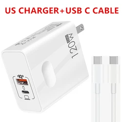 High - Power USB - C 120W GaN Super Fast PD Charger with Quick Charging Adapter - US Charger Cable