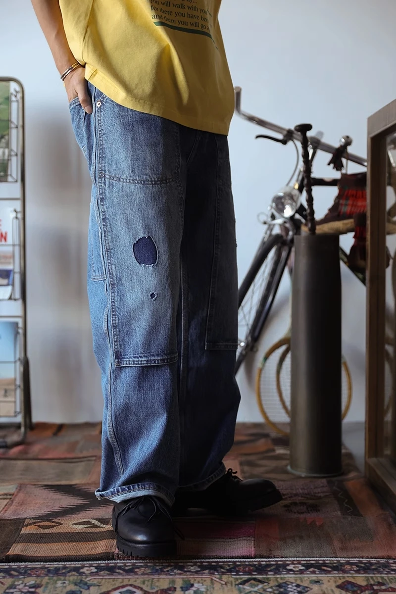Second Order Double Knee Carpenter Jean Washed Selvage Denim Work Pants For Men 6