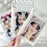 50Pcs Clear Photocard Sleeves INS Photocard Protector Bag Cute Bowknot Print Self-adhesive Opp Self Sealing Bag Card Sleeve Gift 1