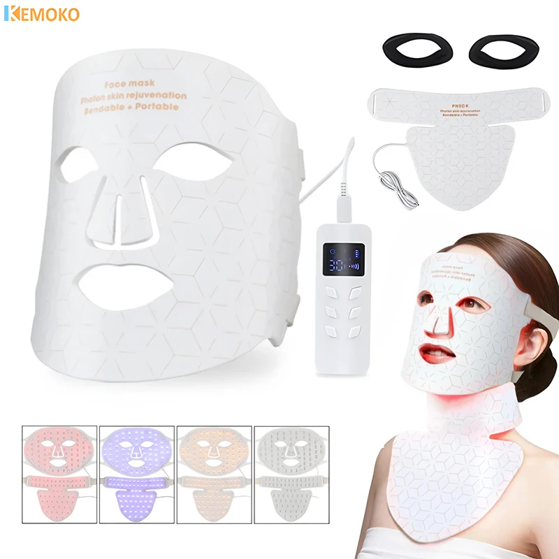 

Led Facial Mask Photon Therapy Mask Red Light Therapy 4 Color Led Therapy Anti Aging Advanced Photon Flexible Mask Skin Care