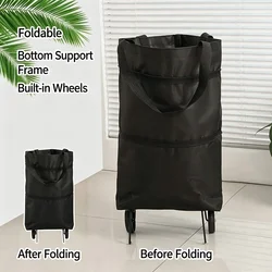 Foldable Lightweight Portable Shopping Cart with Wheels (Black)