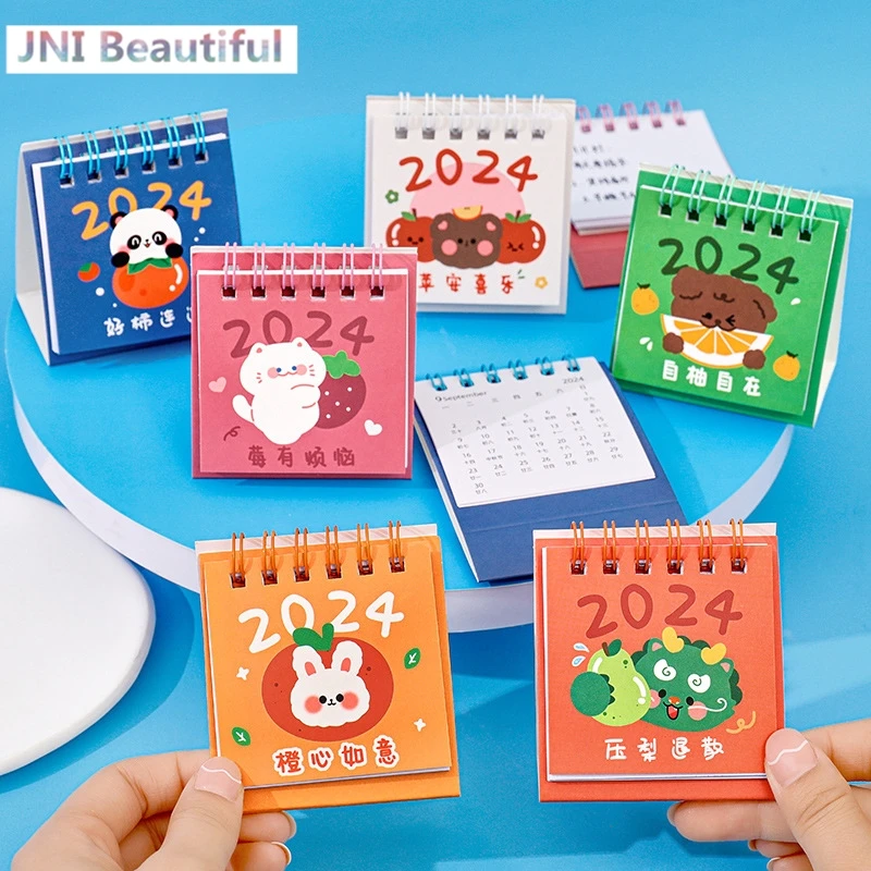 

2024 Mini Calendar Cute Desk Daily Scheduler Calendar Planner Standing Calendar Desktop Ornament Guest Gifts Office Supplies