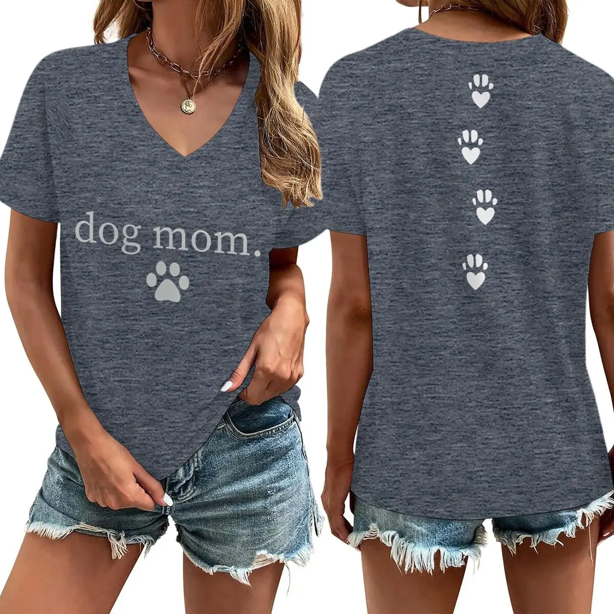 Dog Mom V-Neck Tee 3