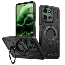 Enhanced Magnetic Phone Case with Rotating Ring Holder and Hard Shell Design for Motorola G Play (2025) (Black)