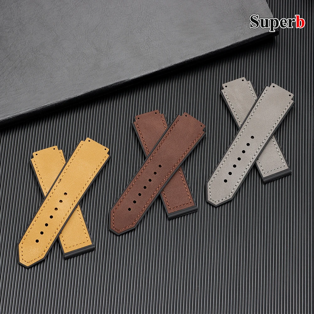 Multicolored Texture Matte Cowide Soft Waterproof Watchbands, 19x26mm