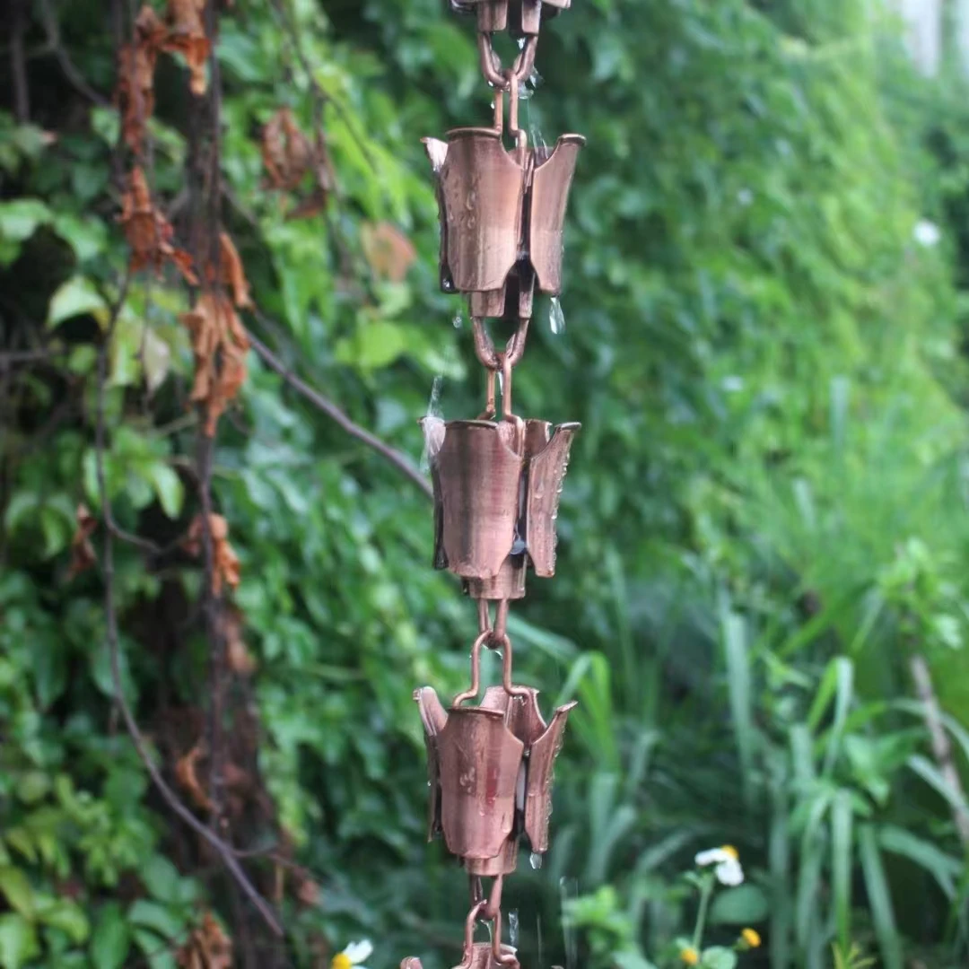 2.6m Japanese Style ABS Wine Cup Rain Chain with Electroplated Copper Color
