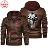 Dodge car logo leather jacket retro washed pu leather jacket windproof men's hooded jacket dodge racing suit team suit 2