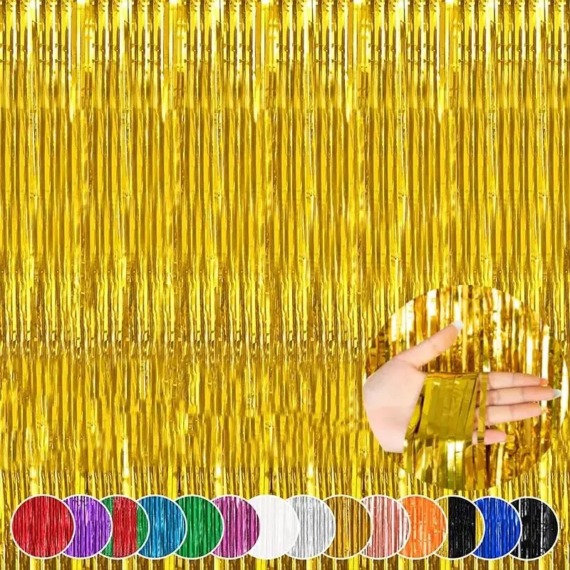 4 Tende Metalliche Feste Arcobaleno,1 x 2m Frange Scintillanti Colorati Foil Tenda Sfondo per Sfondo Fotografico,Matrimoni,Decorazioni Compleanno,Baby Shower,Decorazioni per Feste