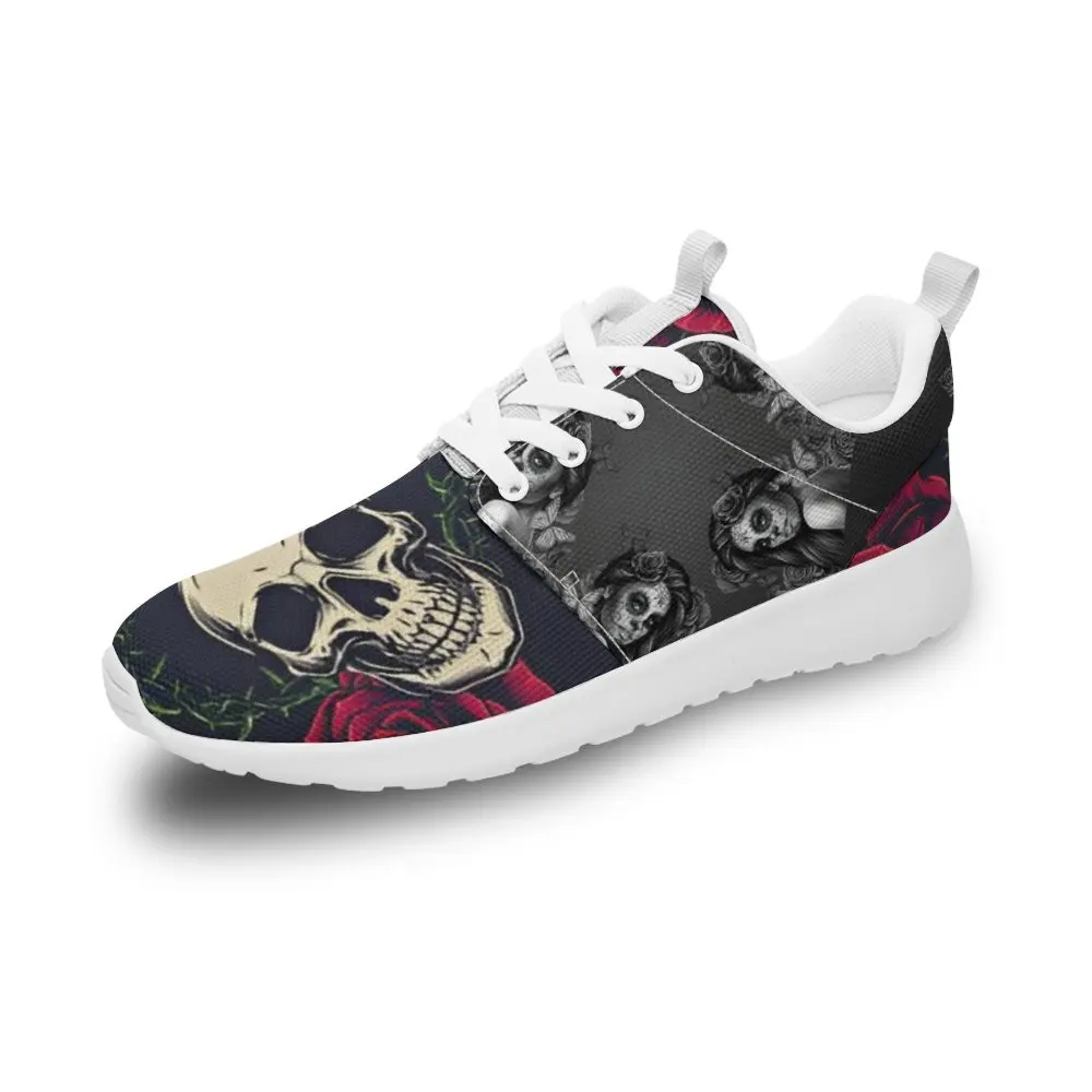 

Day of The Dead Sugar Skull Red Rose Floral Design Women's Tennis Athletic Shoes DIY Design Lightweight Comfortable Men Sneakers