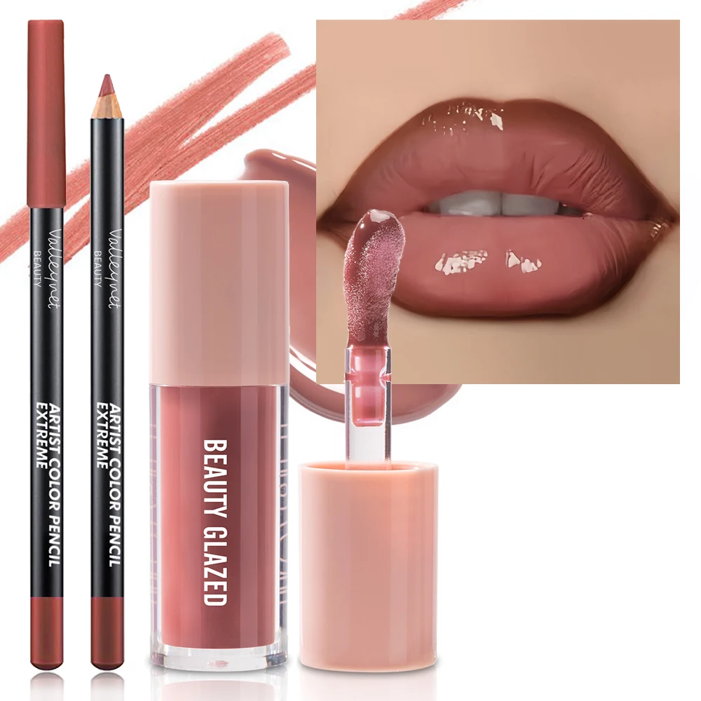 2 unidades/conjunto de maquiagem labial com textura de veludo, efeito fosco, cores vermelhas, marrons, cria um maquiagem labial hidratante e natural 3