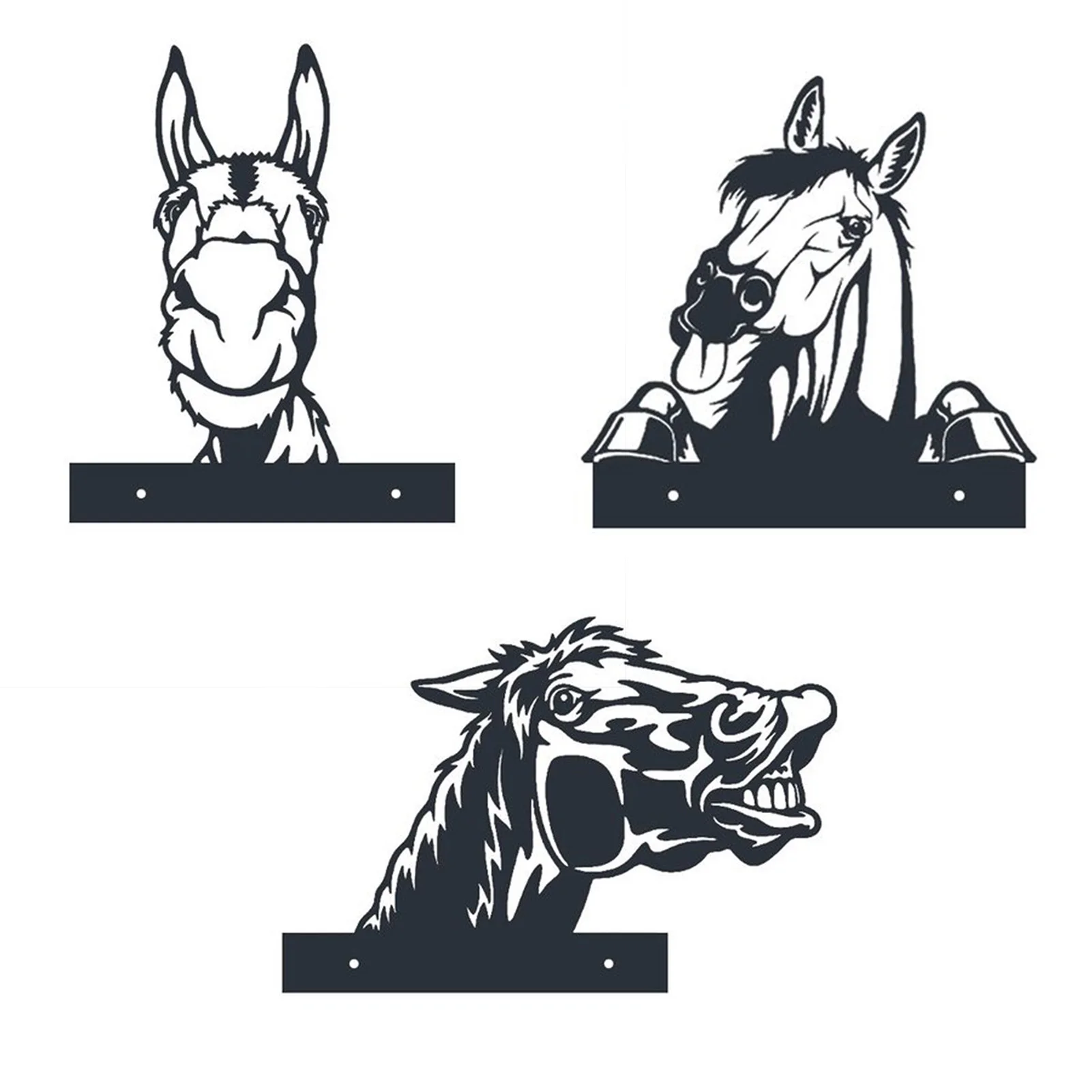 

Farm Peeping Animals Metal Art Ornament Garden Statues Garden Peeking Horse Animal Backyard Lawn Stakes Garden Decoration