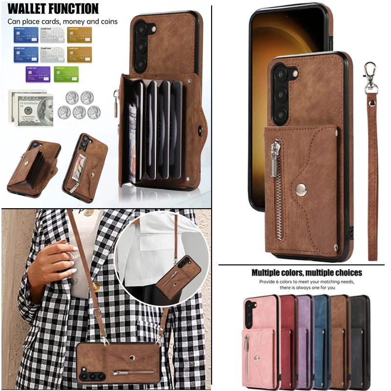 

Retro Leather Lanyard Wallet Cases for Samsung Galaxy A54 A34 A14 A53 A13 A72 A52 A32 A71 A51 Note 20 10 Cards Phone Cover Funda