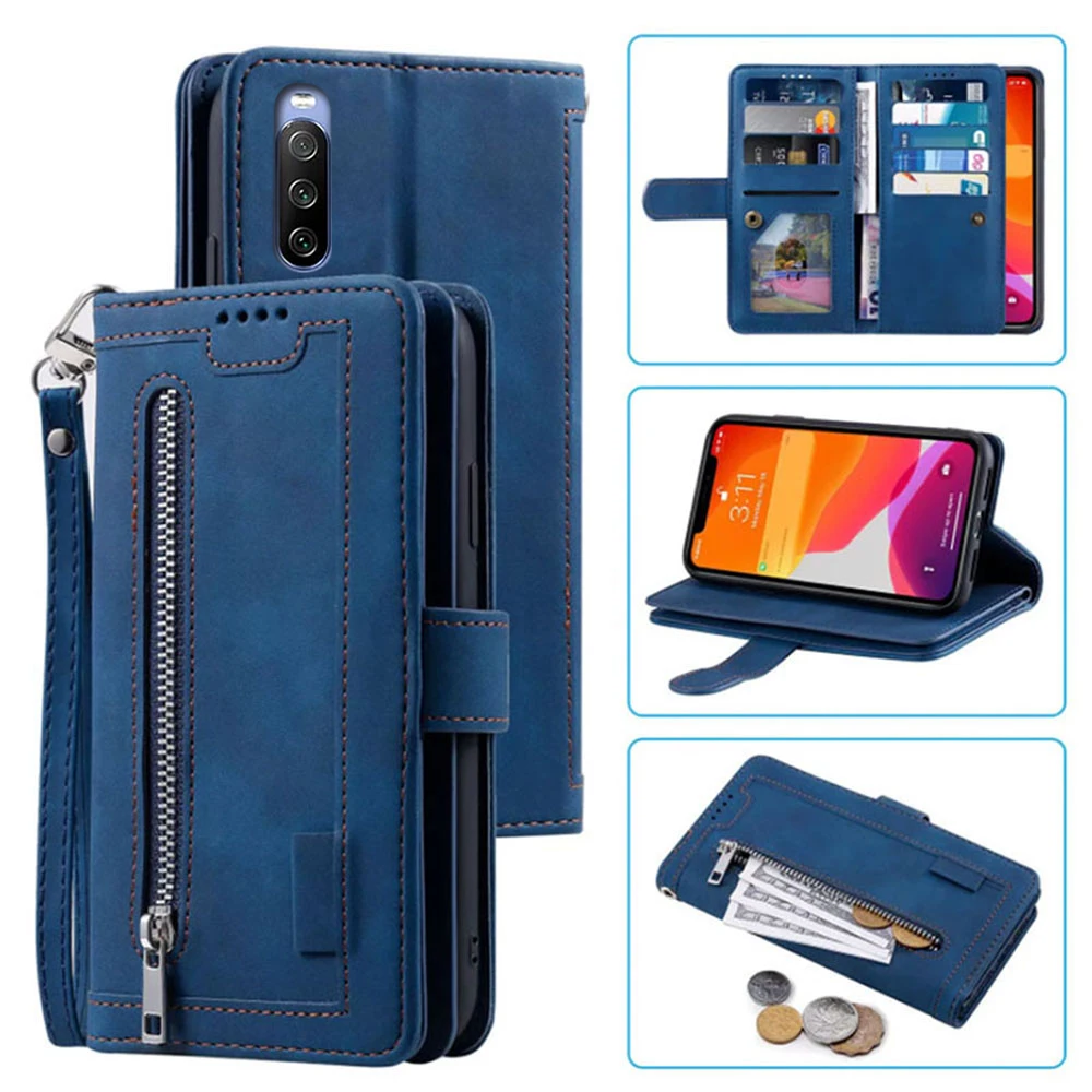 9 Cards Wallet Case For Sony Xperia 10 Iii Case Card Slot Zipper Flip Folio With Wrist Strap Carnival Sony Xperia 10 Iii Cover