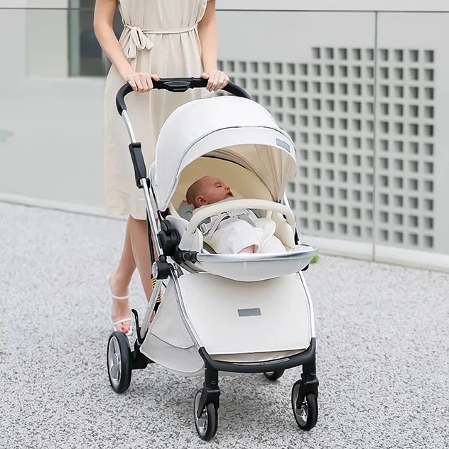 2025 nouvelle poussette de bébé légère haute vue poussette de bébé, pliable, siège bidirectionnel, avec moustiquaire poussette de bébé absorbant les chocs 1