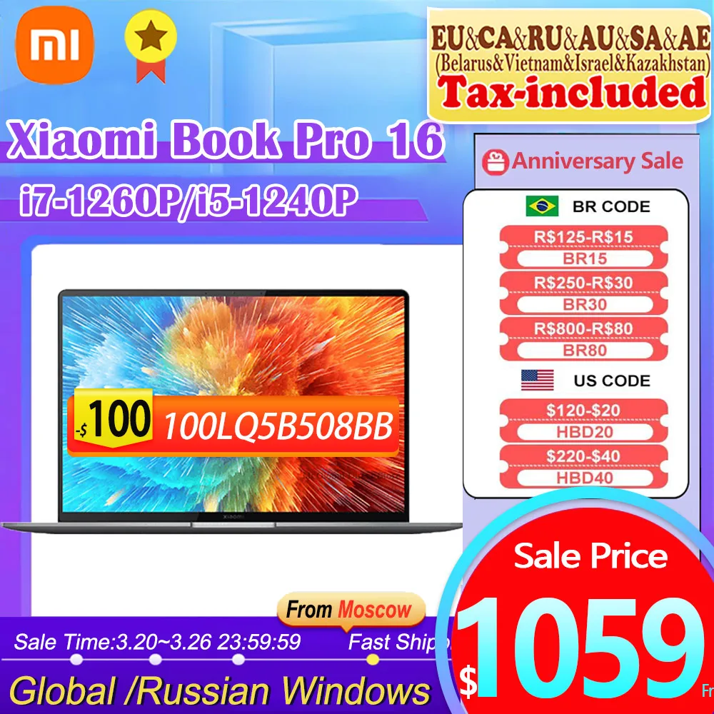 Xiaomi Book Pro 16 2022 Mi Laptop 12th Intel P Series I71260p/i51240p