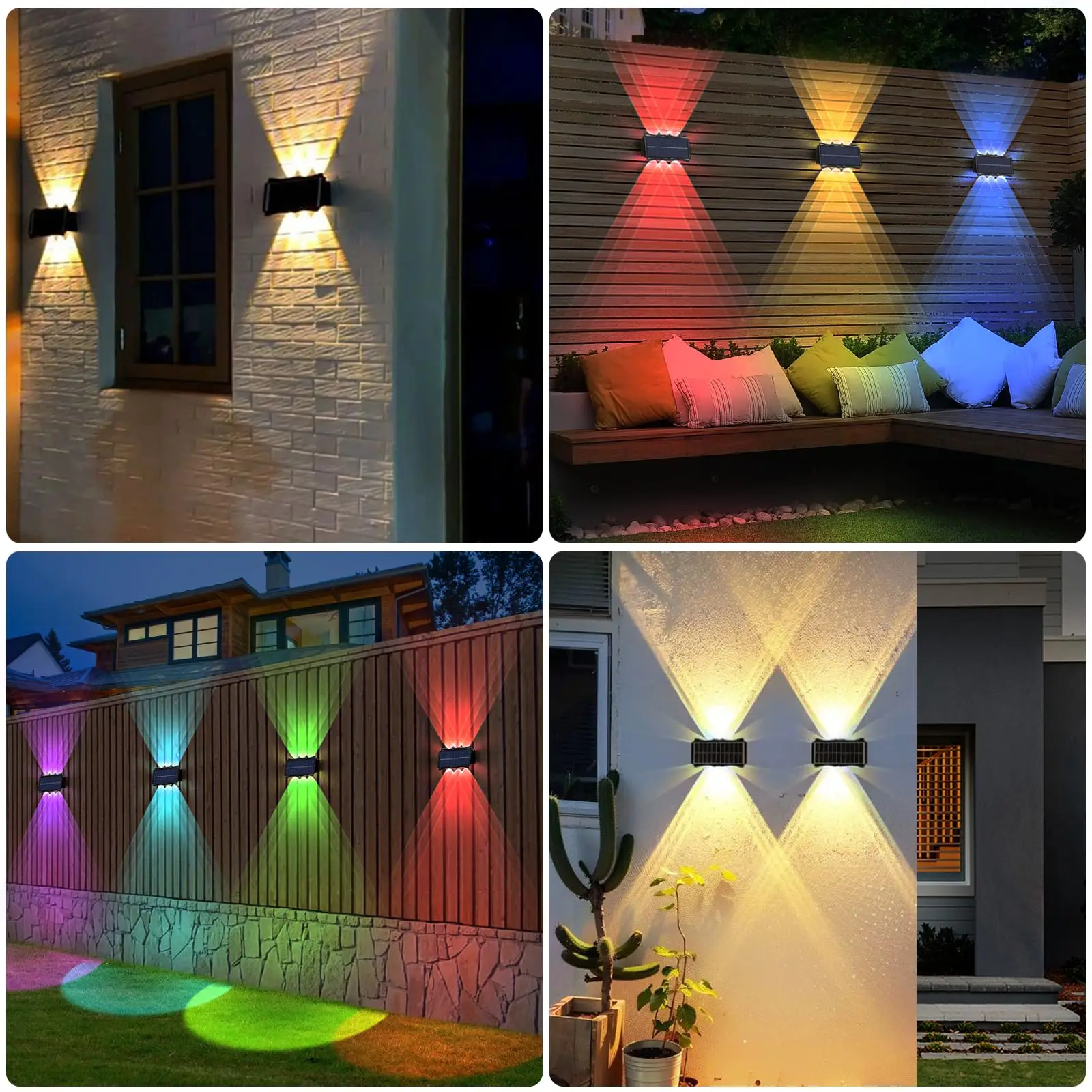 Lámpara Solar de pared para exteriores, luz cálida impermeable, iluminación luminosa hacia arriba y hacia abajo, balcón, patio, decoración de jardín, luces de pared Exterior