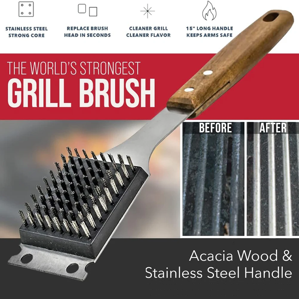 BBQ Barbecue Grills Cleaner Brush Stainless Steel Barbecue Mesh Grill Cleaning Rust Brush Strong Stubborn Stain Remover