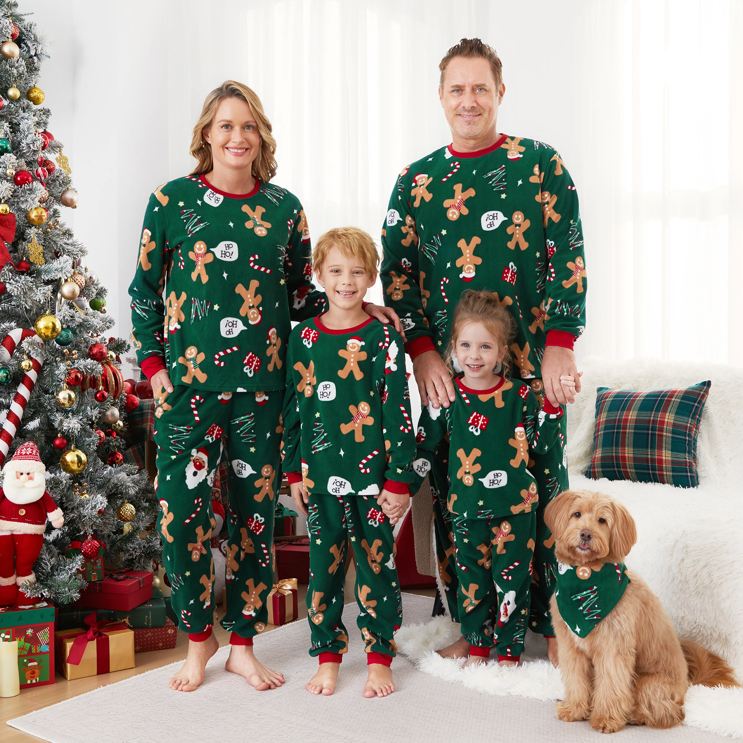 thumbnail image 2 of Pijamas navideños de PatPat para toda la familia, pijamas de manga larga con bolsillos y diseño de hombre de jengibre, 2 of 5