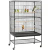 Metal 52" Large Rolling Bird Cage with 3 Perches and 4 Feeders, 2