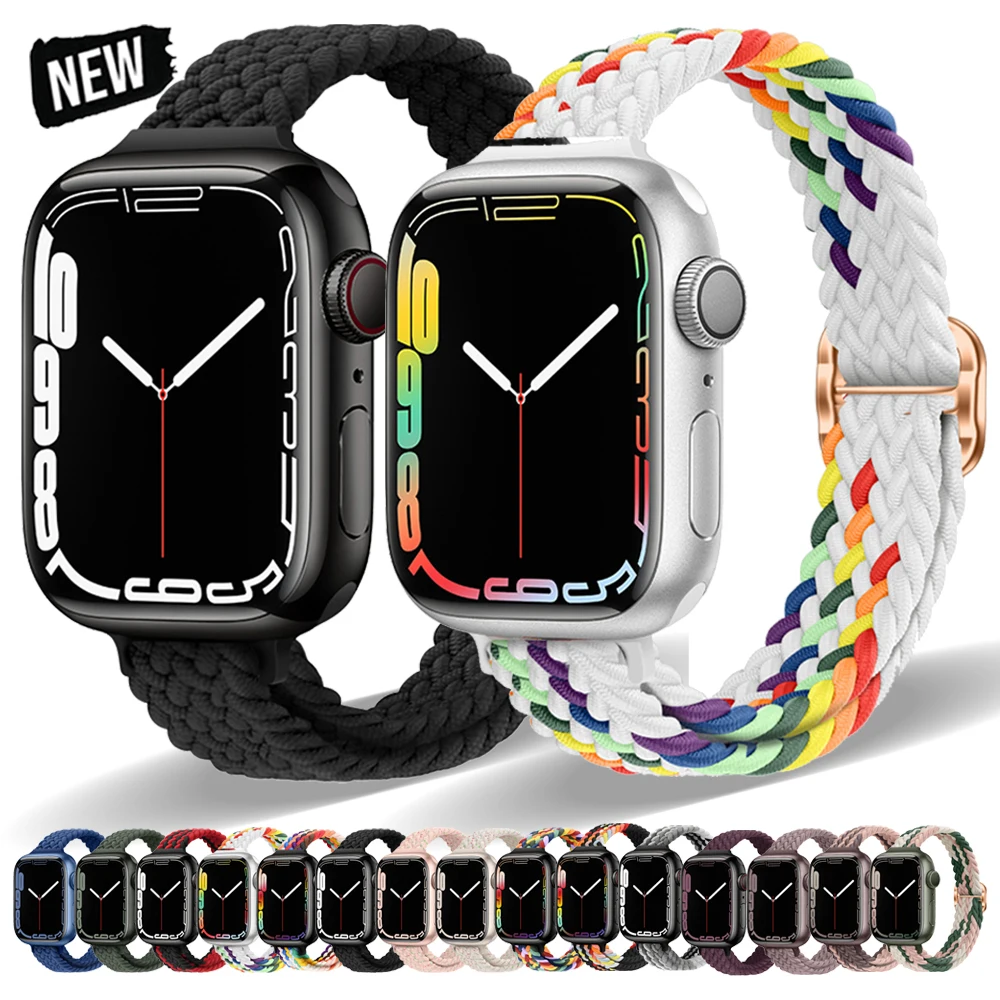 

Nylon Strap For Apple Watch Band 49mm 45mm 44mm 40 42mm 41 38mm Braided Adjustable Bracelet For iWatch Series Ultra 9 8 7 6 SE 3