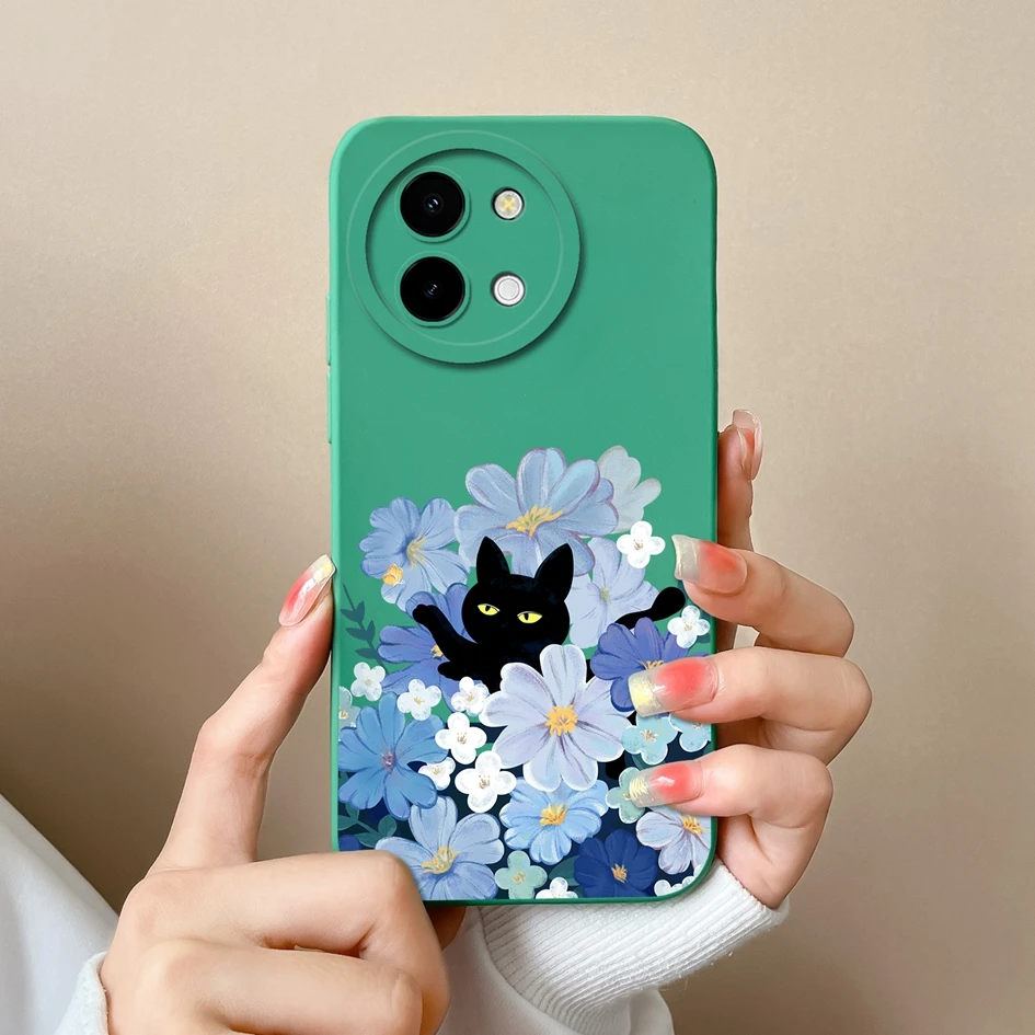 Stylish Painted Anti-Slip Liquid Silicone Phone Case
