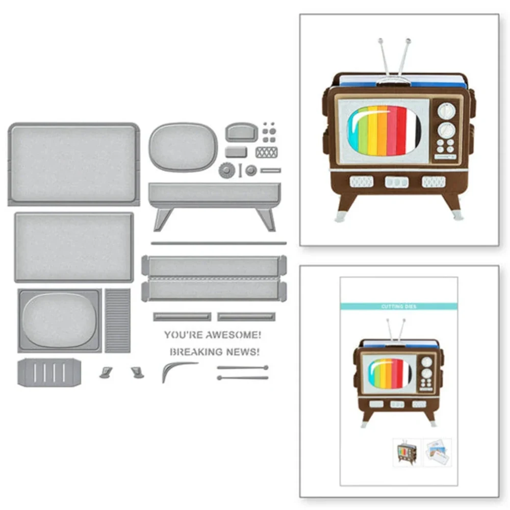 2022 Oct New Retro Tv Layered Frame Box Metal Cutting Dies For Diy Craft Making Paper Biglietto Di Auguri Scrapbooking No Clear Timbri
