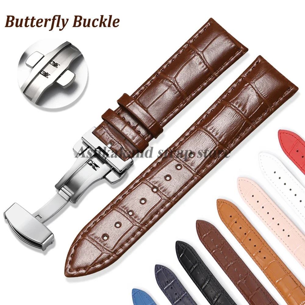 Elegant Leather Watch Strap with Quick Release and Butterfly Buckle - Premium Business Collection